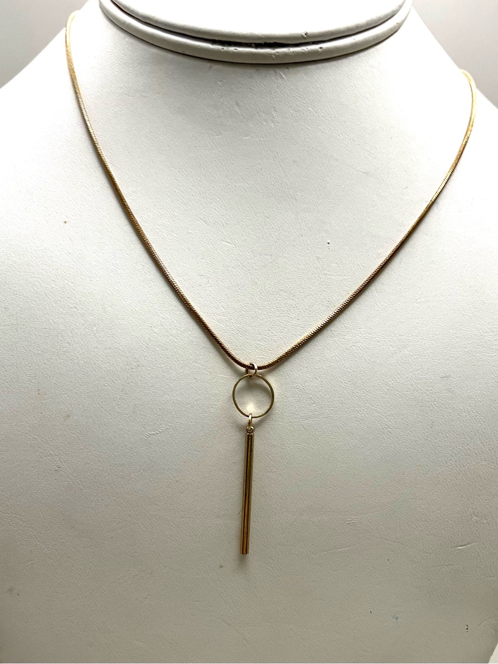 Gold Circle & Bar Pendant Necklace - Women Jewelry